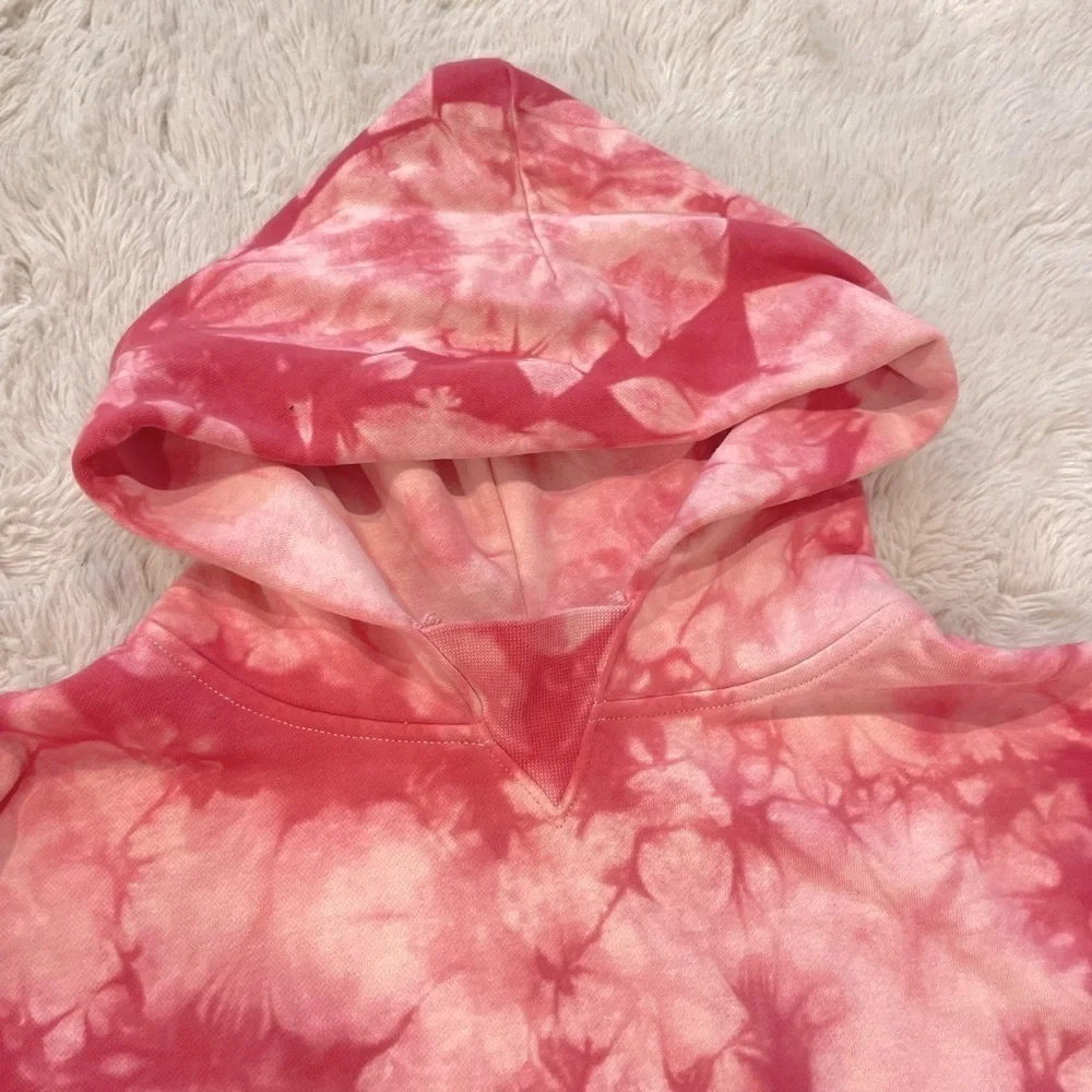 Gap Teen Pink Tie Dye Print Long Sleeve Pullover Hoodie Size 14/16